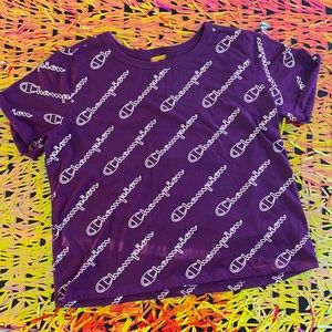 Champion Allover logo print Cropped T shirt